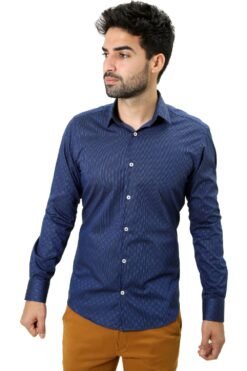 camisa social manga longa basica masculina de tricoline com elastano - azul 2