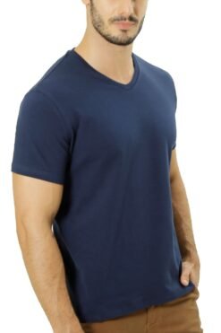 camiseta conceito prisma cotton gola v marinho det 3