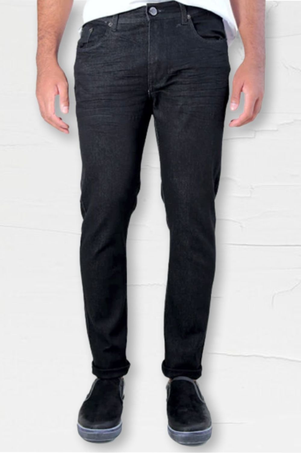 calca jeans slim black com elastano five pockets conceito prisma det 1