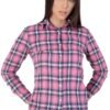 camisa feminina prisma denim slim flanelada xadrez rosa_preto