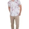 camisa manga curta slim floral - white-wine prisma denim