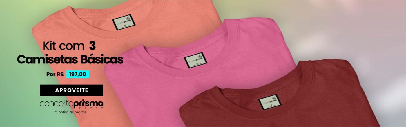 conceito prisma denim kit com três camisetas básicas lápis bordado infantil em petrolina ou juazeiro-bahia