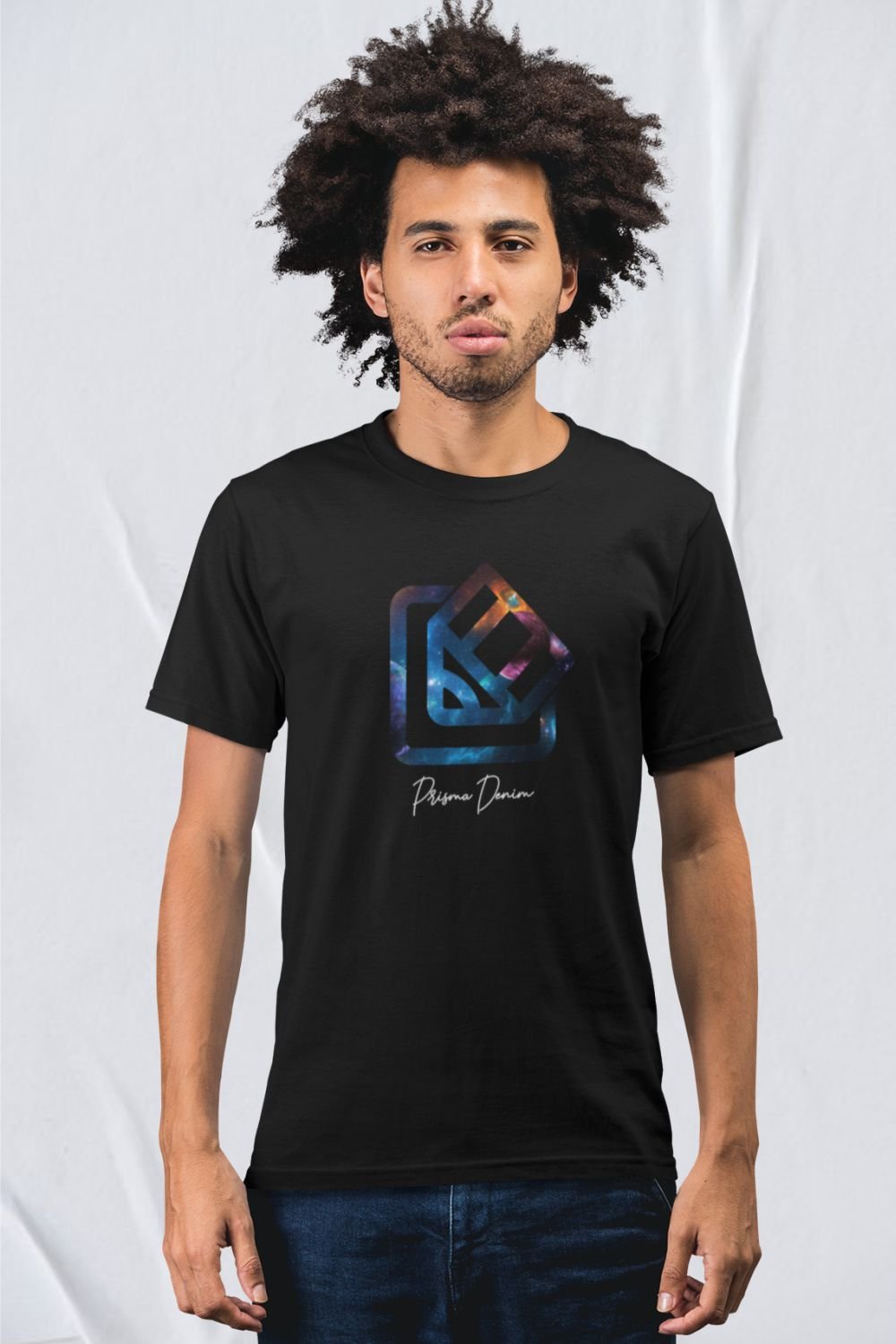 camiseta masculina mc conceito prisma denim estampa espaço na cor preta 1.1